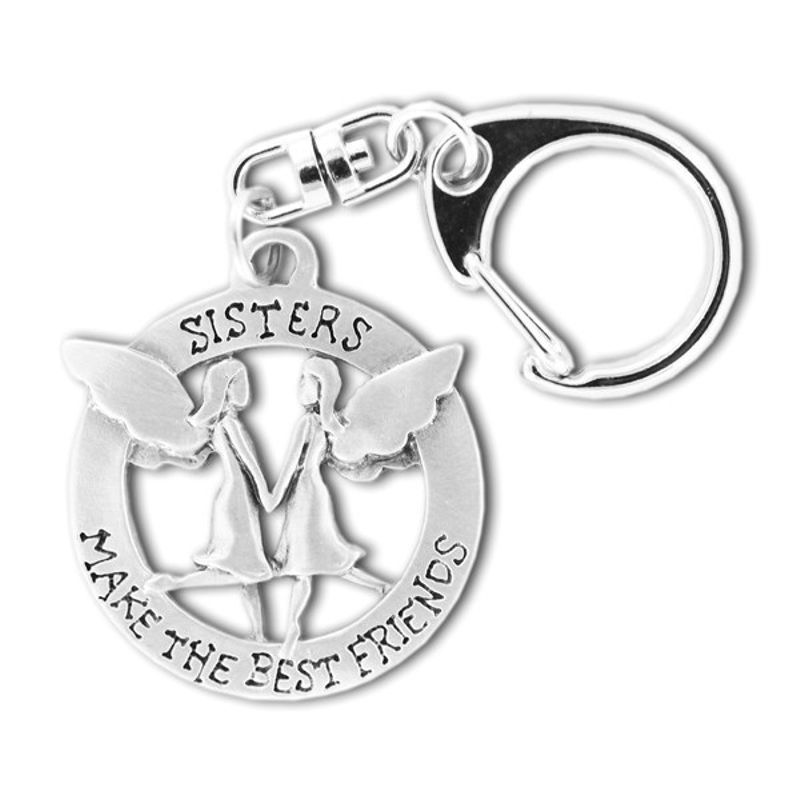 Sisters Make the Best Friends Pewter Key Ring - 3993KP - Click Image to Close